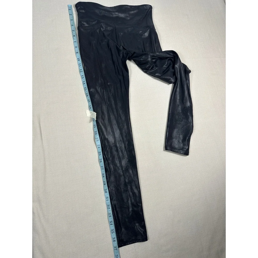 Spanx Faux Leather Leggings Womens Large Black Excellent High Waist Compression